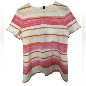 Talbots Tees by Talbots Painted Stripe Cotton Tee Women's Large